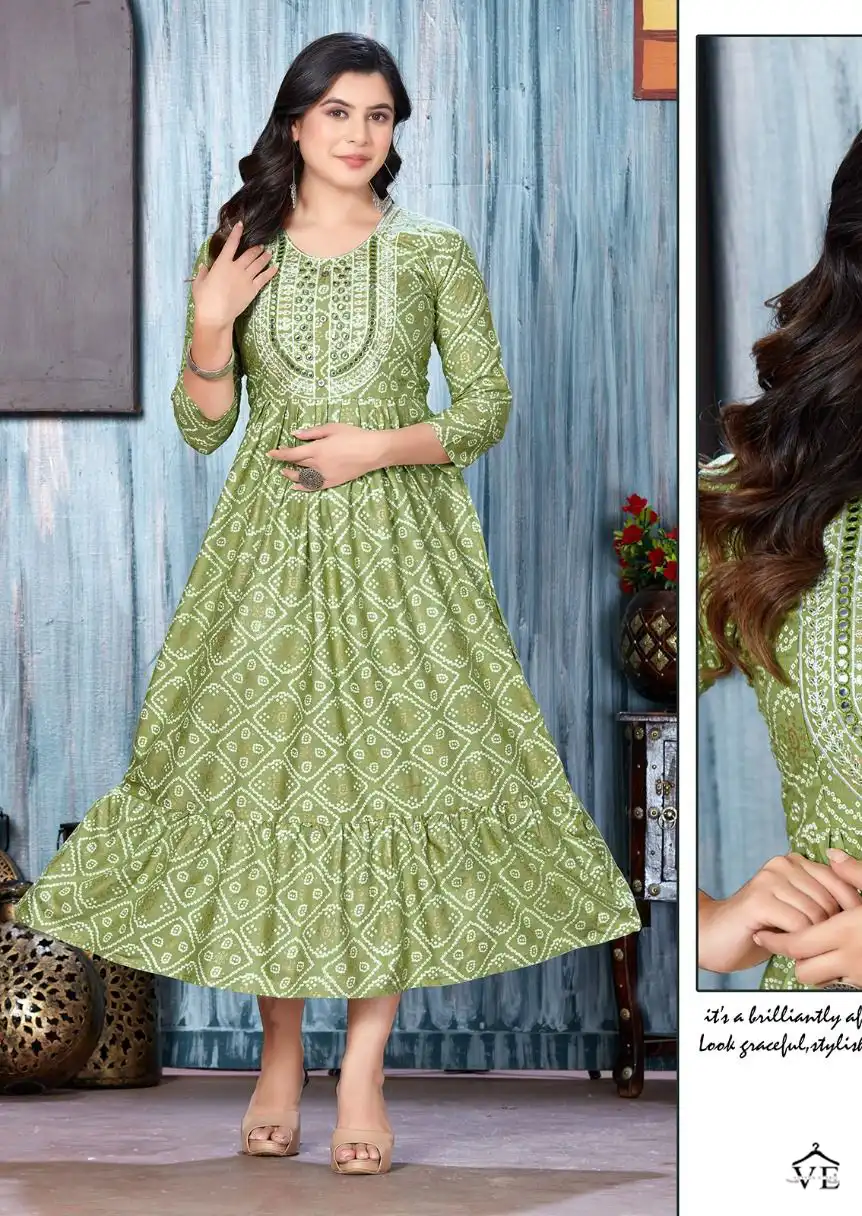 Vardan Ethnic You Are Especial Rayon 14 Kg Wholesale Long Kurtis Catalog — Wholesale Kurtis, MPA wholesale from Surat - Gallery Image 6