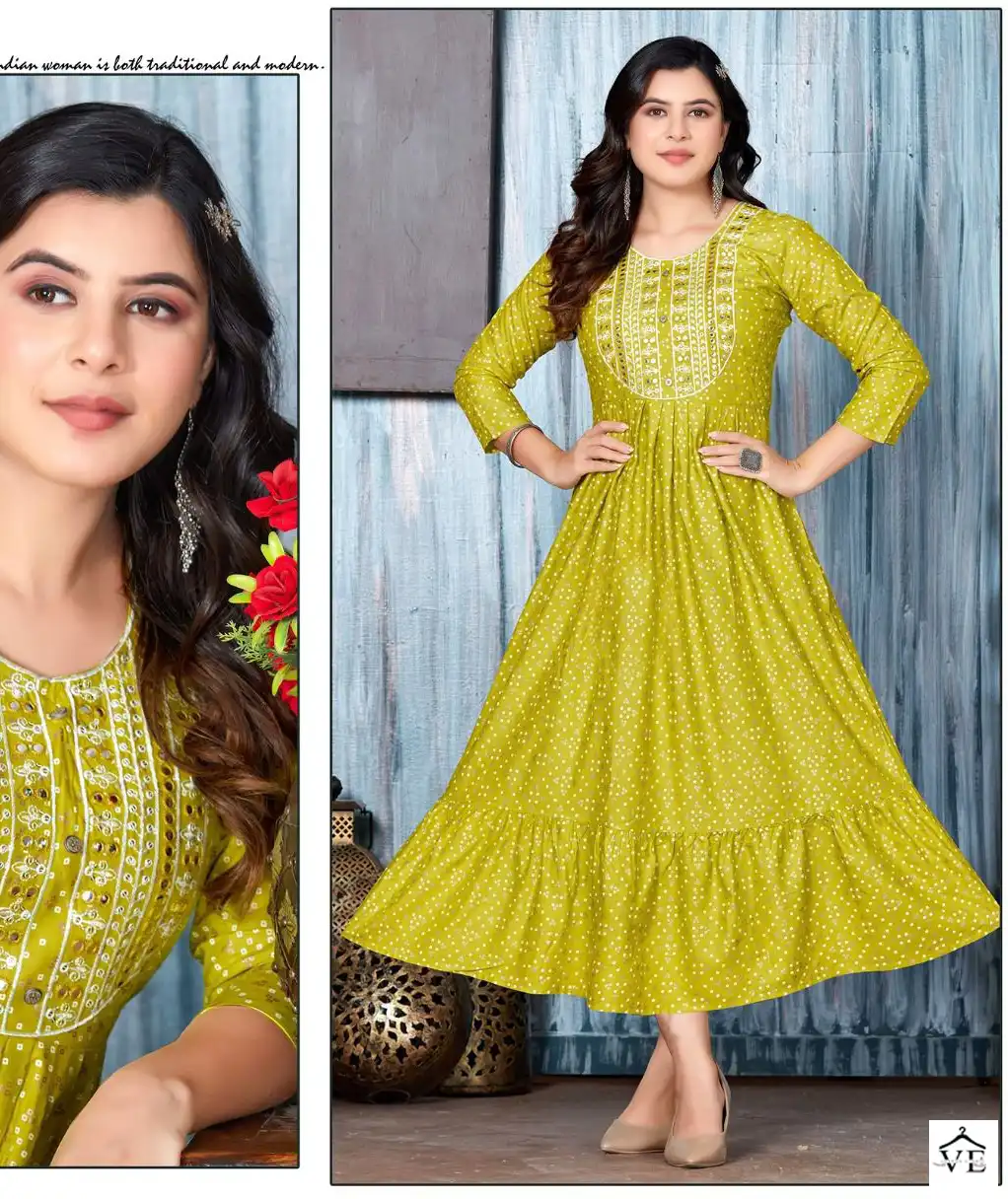 Vardan Ethnic You Are Especial Rayon 14 Kg Wholesale Long Kurtis Catalog — Wholesale Kurtis, MPA wholesale from Surat - Gallery Image 2