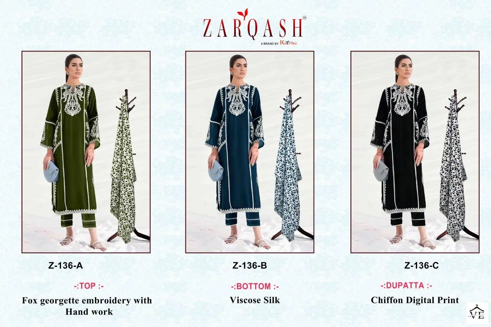 Zarqash Z 136 Faux Georgette Wholesale Designer Pakistani Readymade Salwar Suit Catalog — Wholesale Salwar Suits, MPA wholesale from Surat — view 8