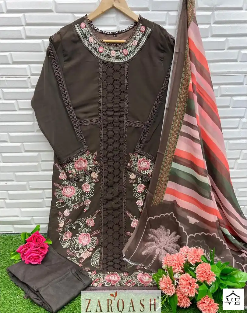 Zarqash Z 146 Heavy Gorgette Wholesale Designer Readymade Pakistani Salwar Suit Catalog — Wholesale Salwar Suits, MPA wholesale from Surat - Gallery Image 11