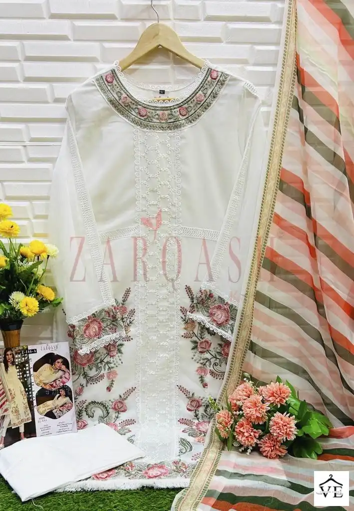 Zarqash Z 146 Heavy Gorgette Wholesale Designer Readymade Pakistani Salwar Suit Catalog — Wholesale Salwar Suits, MPA wholesale from Surat - Gallery Image 14