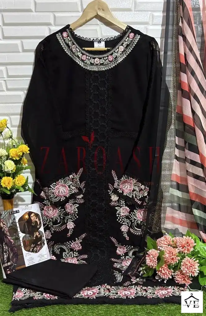 Zarqash Z 146 Heavy Gorgette Wholesale Designer Readymade Pakistani Salwar Suit Catalog — Wholesale Salwar Suits, MPA wholesale from Surat - Gallery Image 5