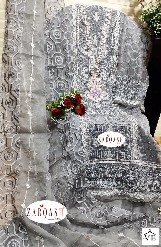 Zarqash Z 3020 Organza Wholesale Designer Pakistani Salwar Suit Catalog — Wholesale Salwar Suits, MPA wholesale from Surat - Gallery Image 5
