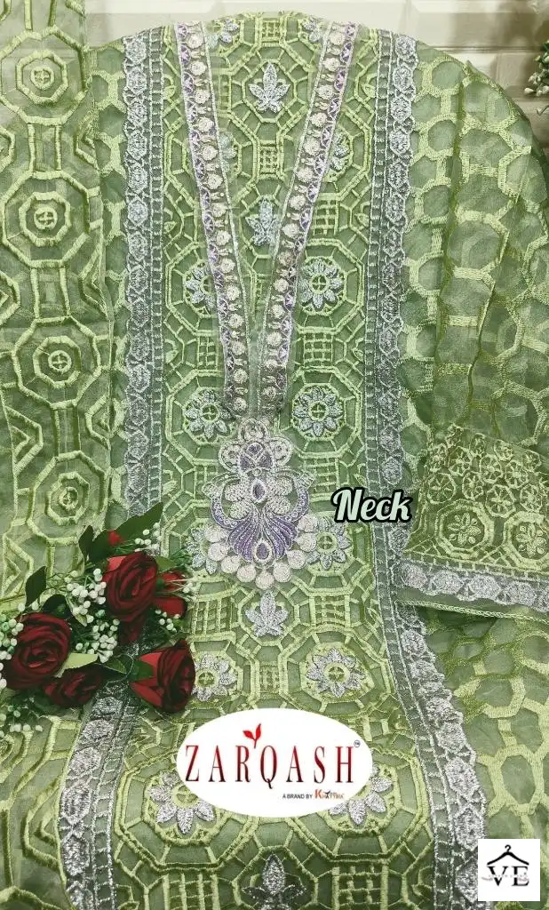 Zarqash Z 3020 Organza Wholesale Designer Pakistani Salwar Suit Catalog — Wholesale Salwar Suits, MPA wholesale from Surat - Gallery Image 7