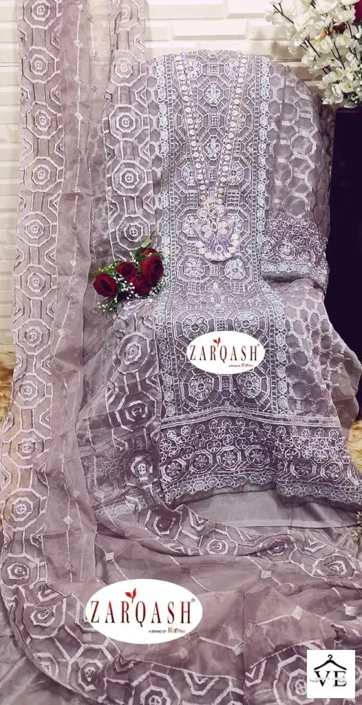 Zarqash Z 3020 Organza Wholesale Designer Pakistani Salwar Suit Catalog — Wholesale Salwar Suits, MPA wholesale from Surat - Gallery Image 8