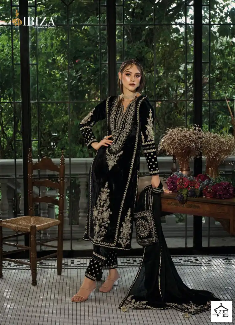 Ibiza Zairah Pure Albanian Viscose Velvet Wholesale Designer Winter Salwar Suit Catalog — Wholesale Salwar Suits, MPA wholesale from Surat - Gallery Image 6