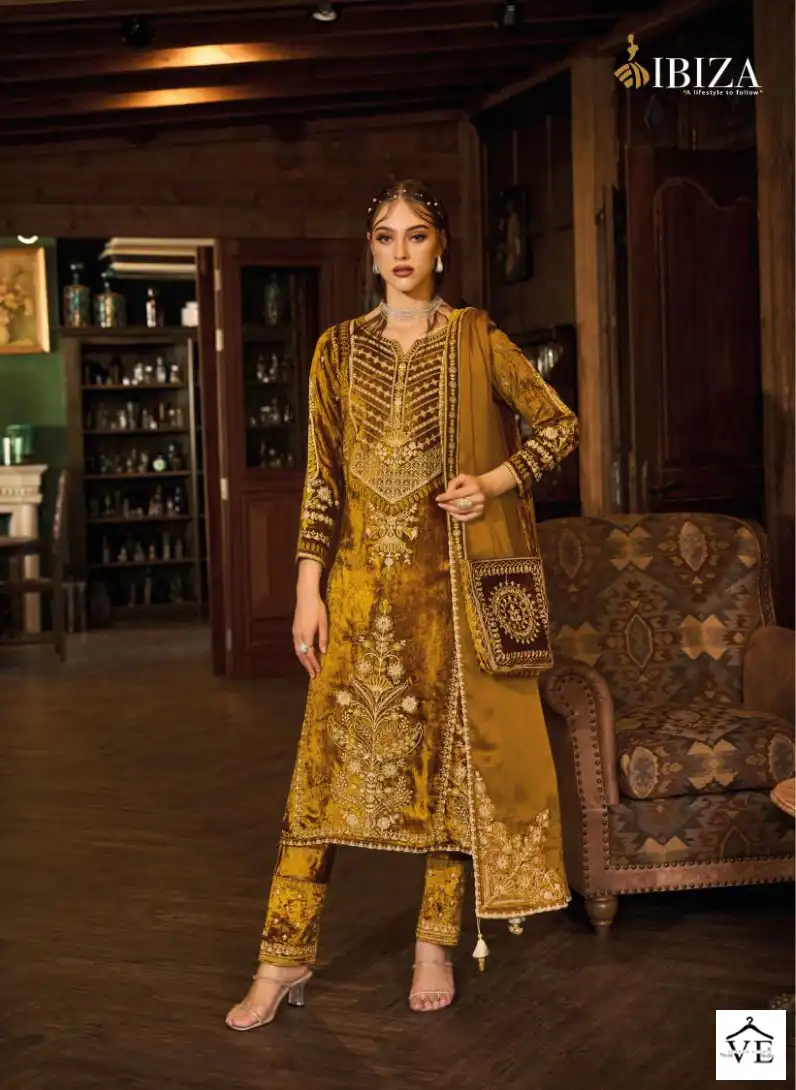 Ibiza Zairah Pure Albanian Viscose Velvet Wholesale Designer Winter Salwar Suit Catalog — Wholesale Salwar Suits, MPA wholesale from Surat - Gallery Image 3