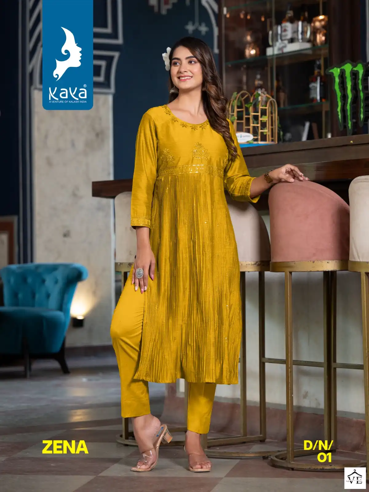 Kaya Zena Silky Slub Wholesale Designer Kurtis Catalog — Wholesale Kurtis, MPA wholesale from Surat - Gallery Image 2