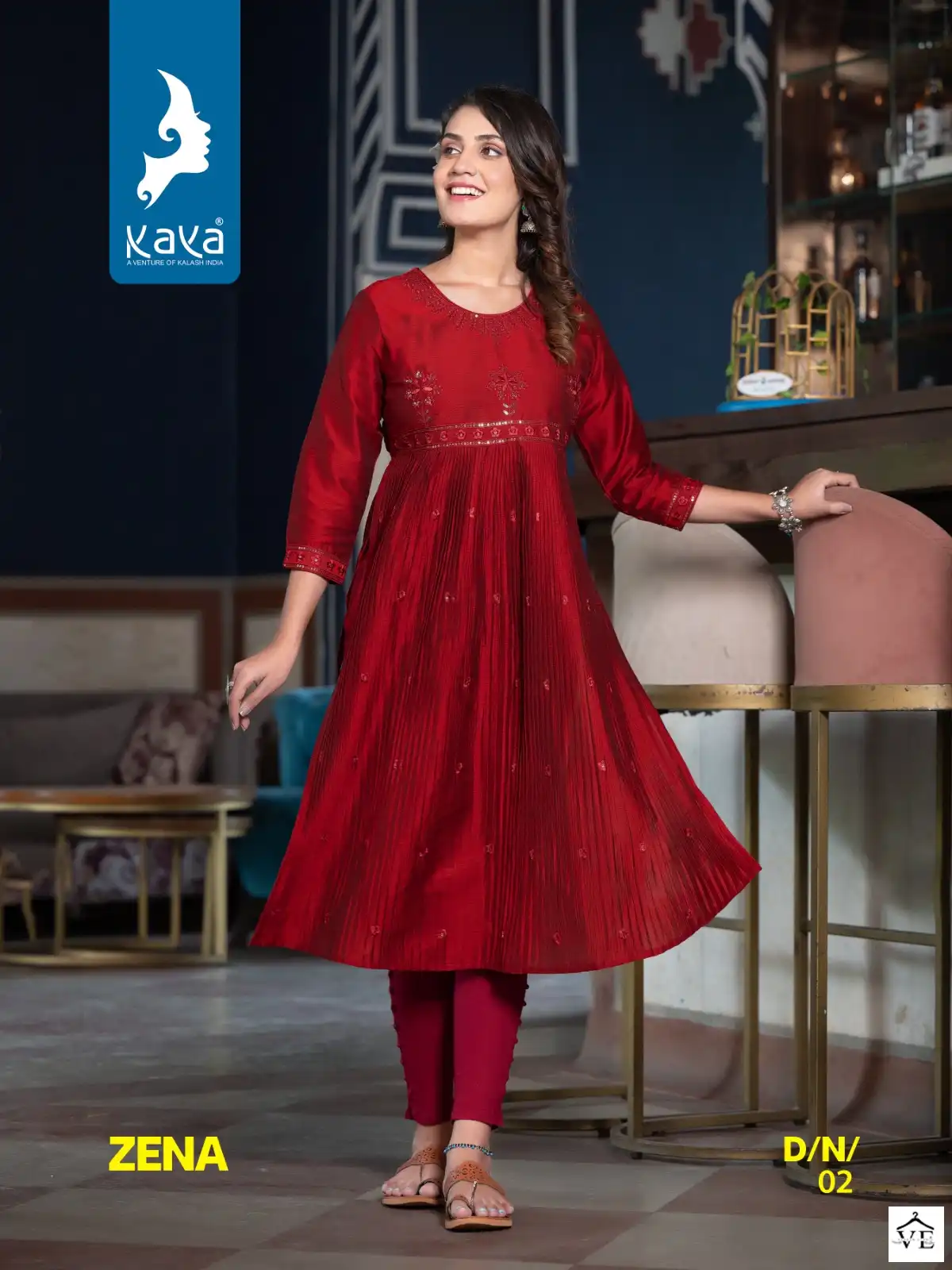 Kaya Zena Silky Slub Wholesale Designer Kurtis Catalog — Wholesale Kurtis, MPA wholesale from Surat - Gallery Image 3