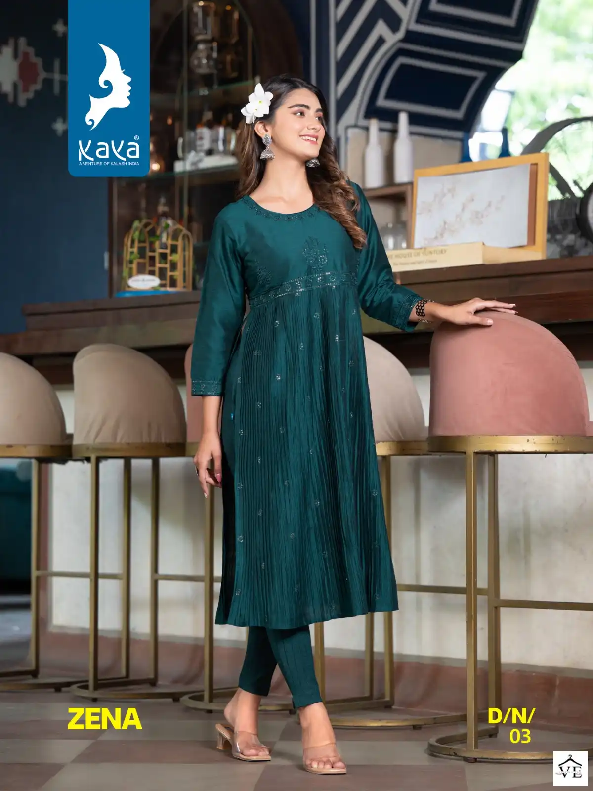 Kaya Zena Silky Slub Wholesale Designer Kurtis Catalog — Wholesale Kurtis, MPA wholesale from Surat - Gallery Image 4