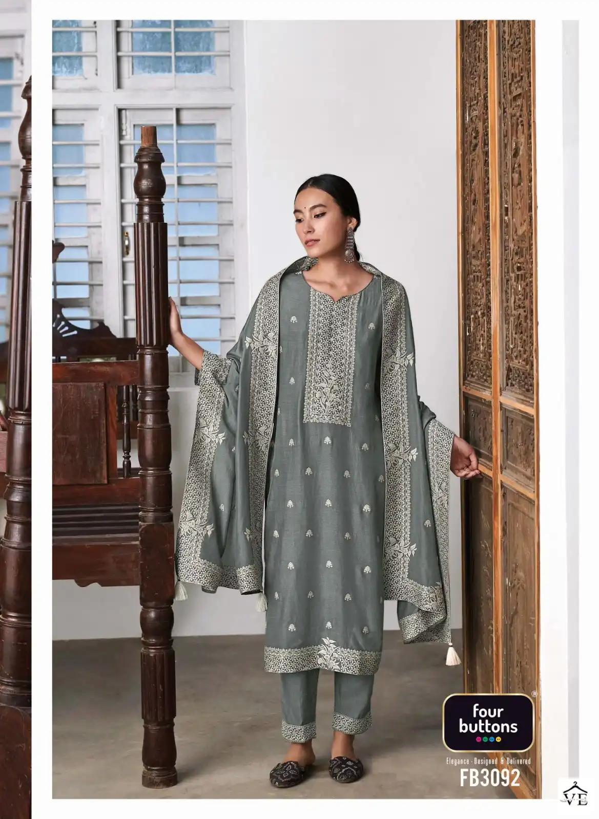 Four Buttons Zoya 2 Pure Muslin Lakhnavi Jacquard Wholesale Designer Readymade Salwar Suit Catalog — Wholesale Salwar Suits, MPA wholesale from Surat - Gallery Image 4