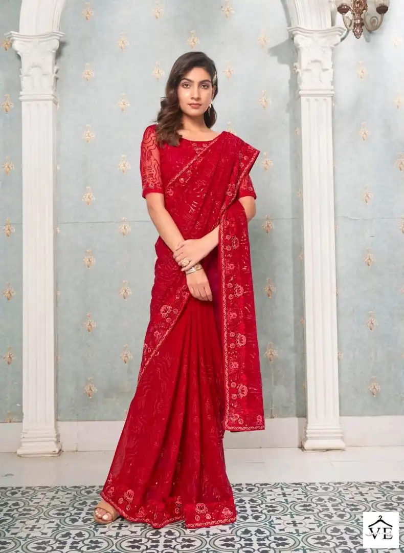 Kalista Lime Light Faux Georgette Wholesale Designer Sarees Catalog — Wholesale Sarees, MPA wholesale from Surat — view 3