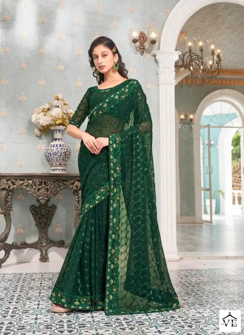 Kalista Lime Light Faux Georgette Wholesale Designer Sarees Catalog — Wholesale Sarees, MPA wholesale from Surat — view 5