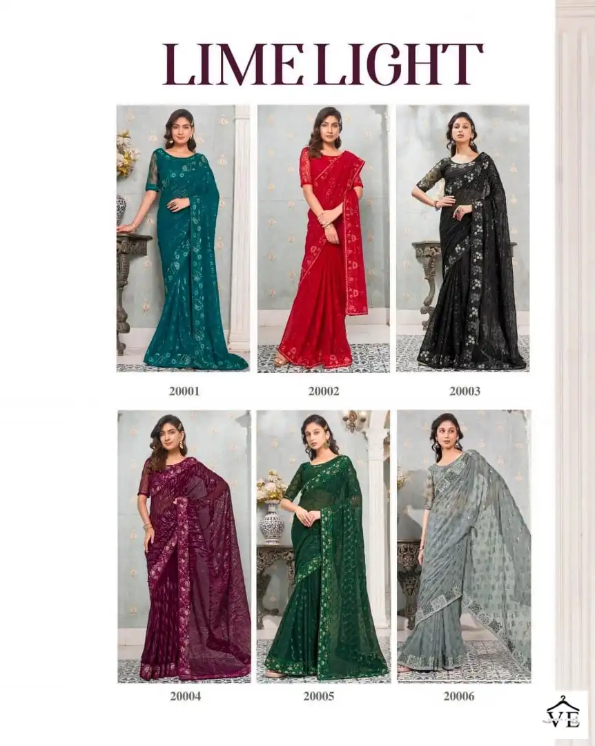 Kalista Lime Light Faux Georgette Wholesale Designer Sarees Catalog — Wholesale Sarees, MPA wholesale from Surat — view 6