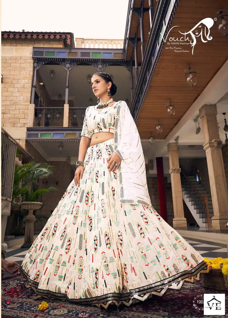 Vouch Monalish Heavy Georgette Wholesale Lehenga Choli Catalog — Wholesale Lehenga, MPA wholesale from Surat - Gallery Image 3