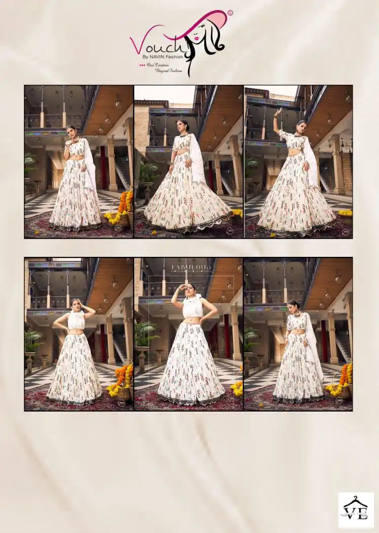 Vouch Monalish Heavy Georgette Wholesale Lehenga Choli Catalog — Wholesale Lehenga, MPA wholesale from Surat — view 4