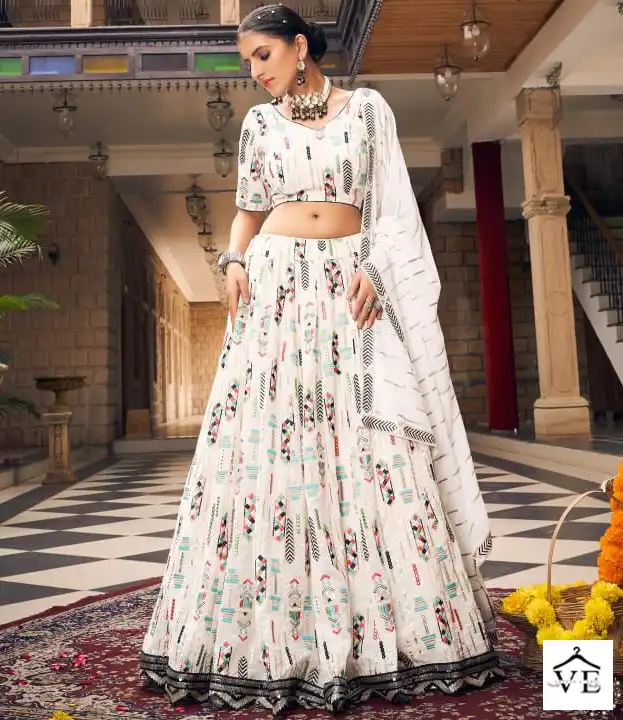 Vouch Monalish Heavy Georgette Wholesale Lehenga Choli Catalog — Wholesale Lehenga, MPA wholesale from Surat — view 1