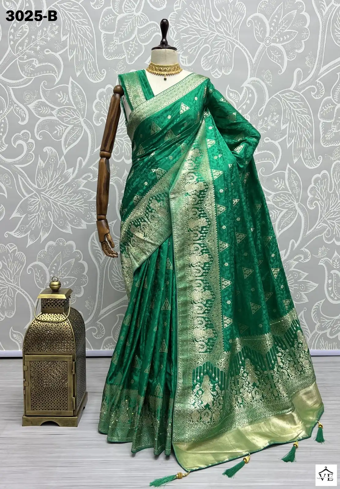 Anjani Art 3025A &amp; 3025B Satin Jacquard Silk Wholesale Designer Sarees Catalog — Wholesale Sarees, MPA wholesale from Surat — view 2