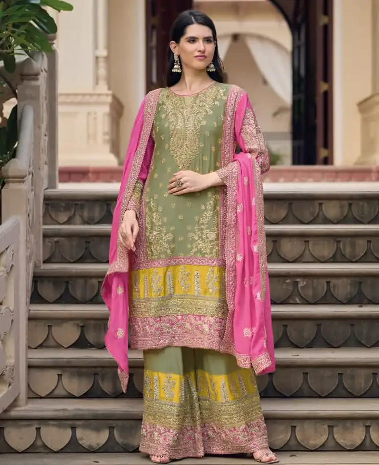 Your Choice Gelexy Chinon Wholesale Designer Festive Wear Readymade Salwar Suit Catalog — Wholesale Salwar Suits, MPA wholesale from Surat — view 1