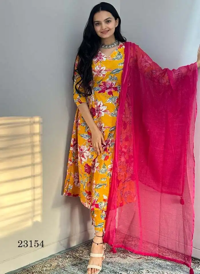 Vardan Ethnic Indira 23154 Cambric Cotton Wholesale Readymade Salwar Suit Catalog — Wholesale Salwar Suits, MPA wholesale from Surat — view 1