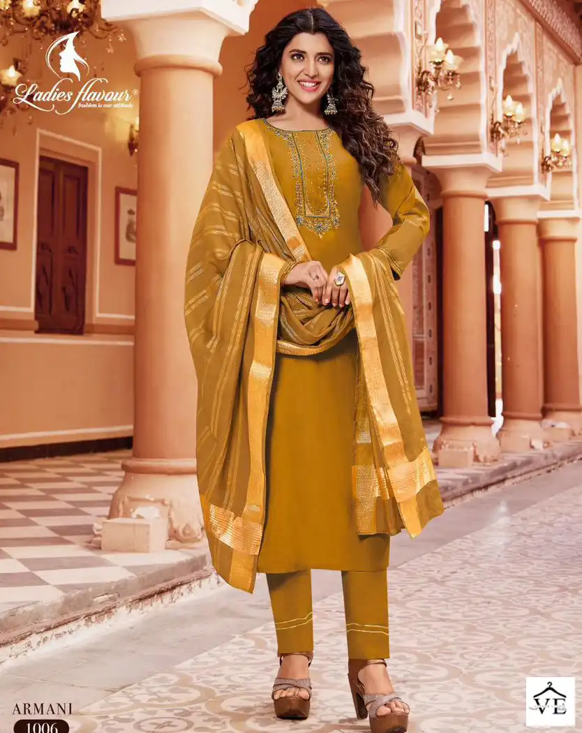 Ladies Flavour Armani Viscose Wholesale Readymade Salwar Suit Catalog — Wholesale Salwar Suits, MPA wholesale from Surat — view 1