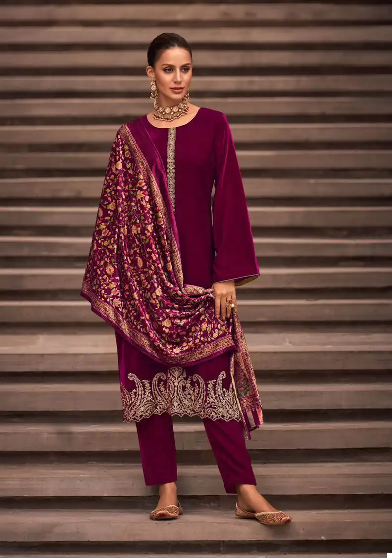 Mumtaz Art Numaish Velvet Wholesale Embroidery Winter Wear Salwar Suit Catalog — Wholesale Salwar Suits, MPA wholesale from Surat - Gallery Image 2