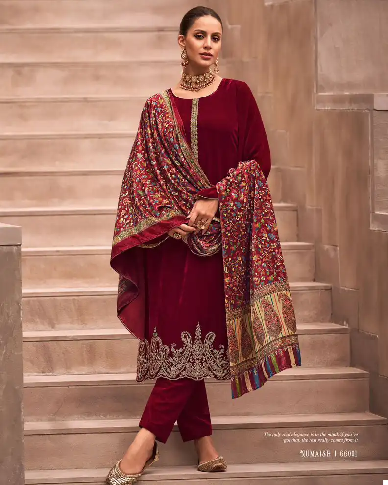 Mumtaz Art Numaish Velvet Wholesale Embroidery Winter Wear Salwar Suit Catalog — Wholesale Salwar Suits, MPA wholesale from Surat — view 1