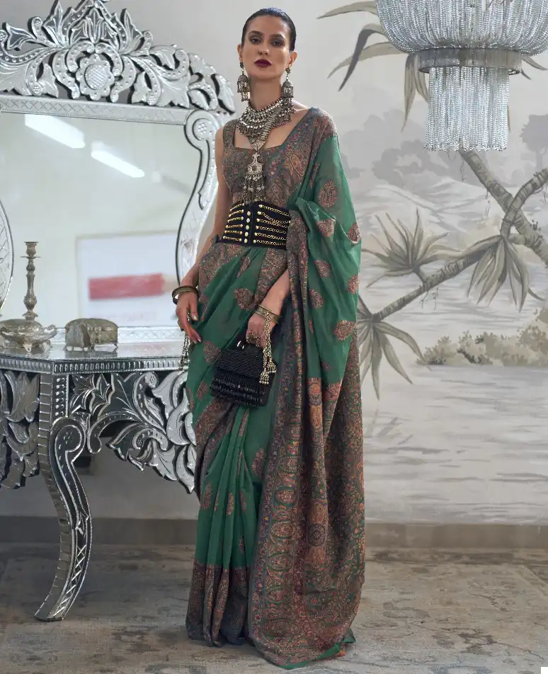 Rajtex Kqaalib Silk Heavy Kashmiri Handloom Weaving Wholesale Saree Catalog