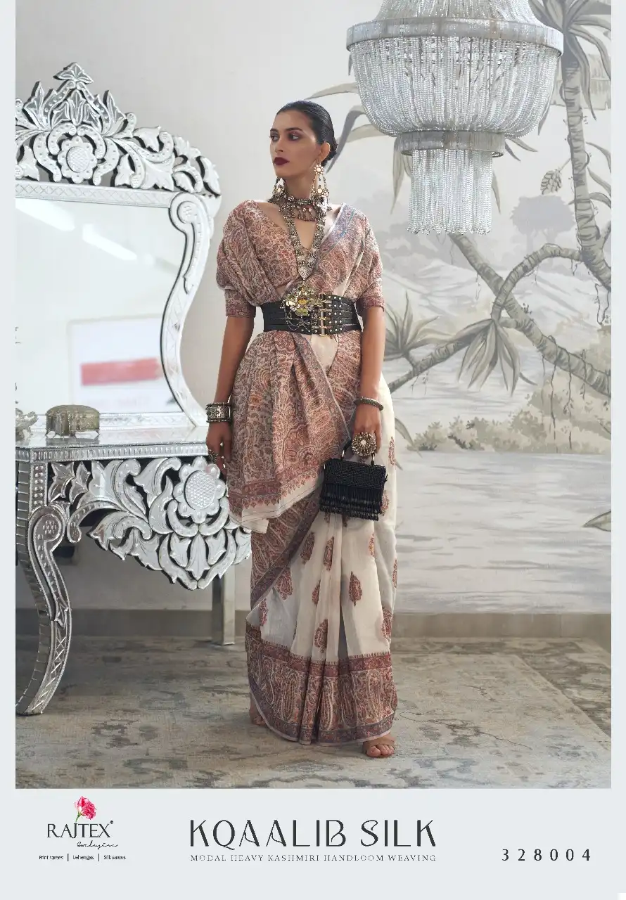 Rajtex Kqaalib Silk Heavy Kashmiri Handloom Weaving Wholesale Saree Catalog - Image 5