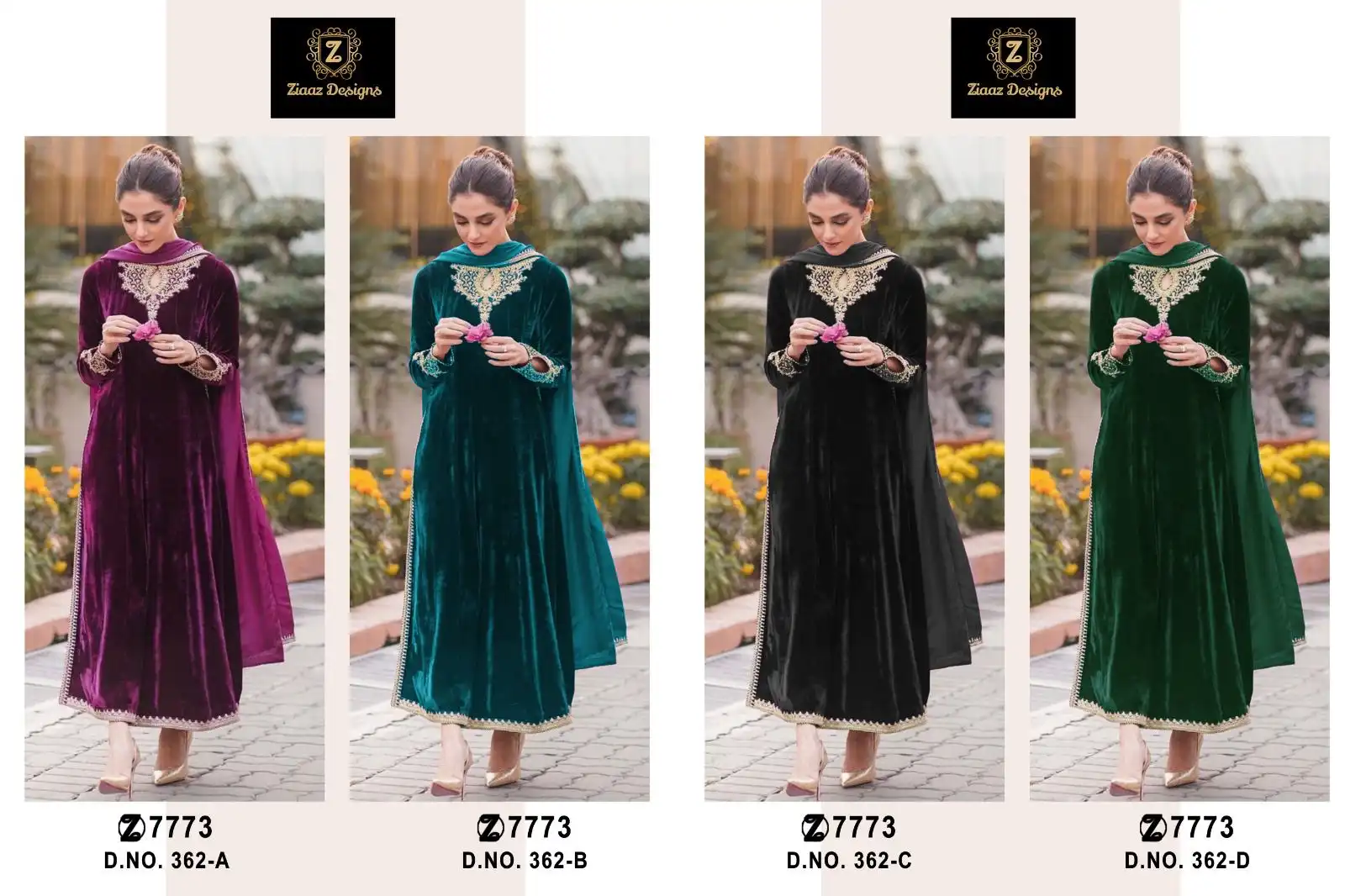Ziaaz 362 Velvet Wholesale Pakistani Suit Catalog — Wholesale Salwar Suits, MPA wholesale from Surat — view 5