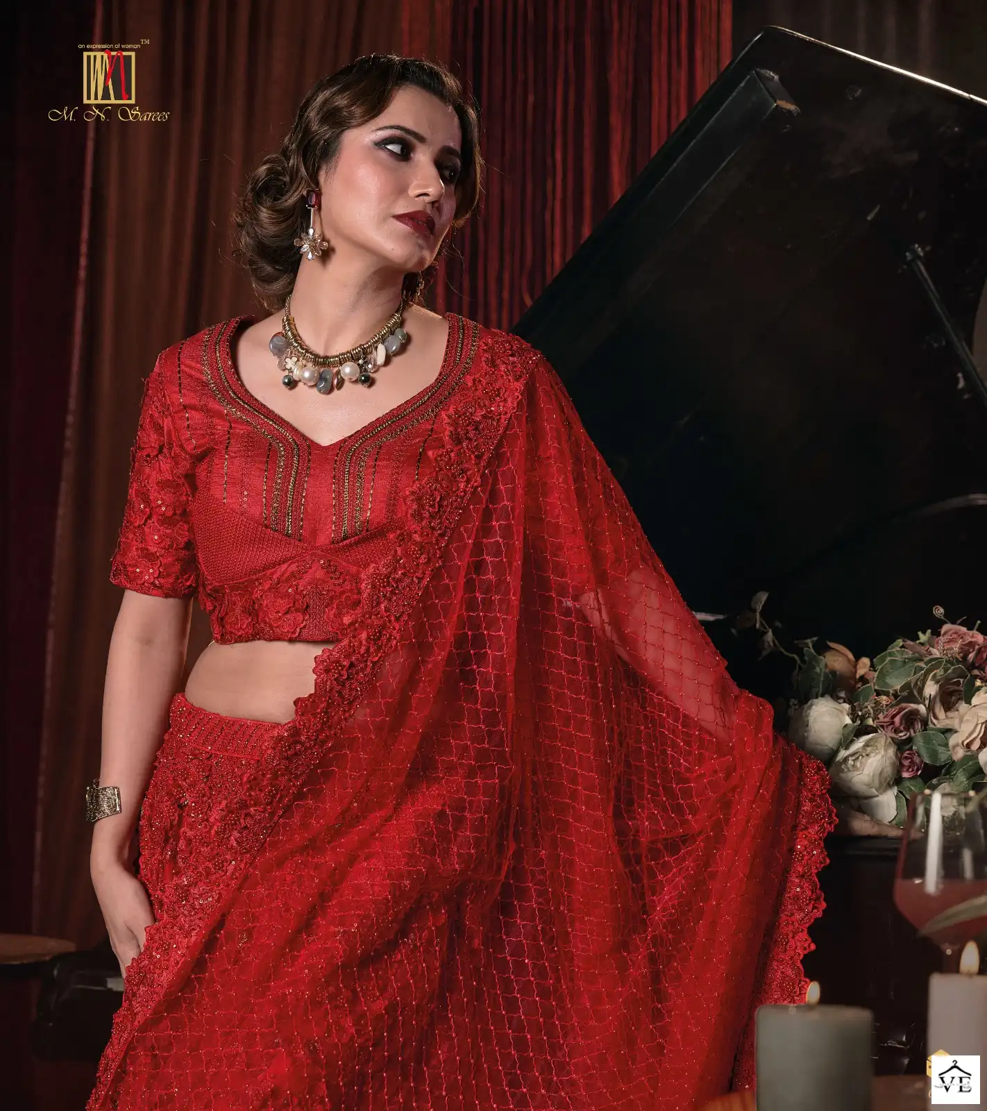 MN 6800 Series 3D Flower Applique Wholesale Bridal Lehenga — Wholesale Lehenga, MPA wholesale from Surat - Gallery Image 2