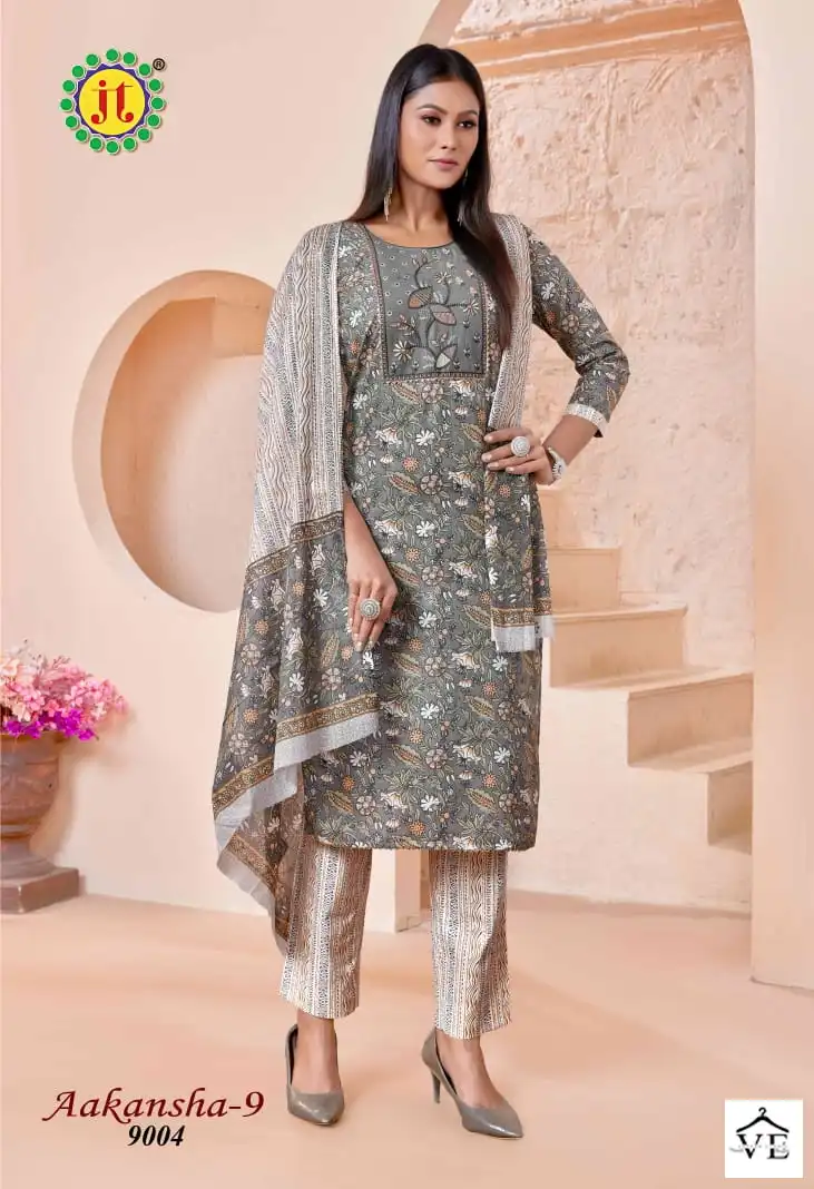 Jt Aakansha Vol 9 Lawn Cotton Wholesale Salwar Suit Catalog — Wholesale Salwar Suits, MPA wholesale from Surat - Gallery Image 8