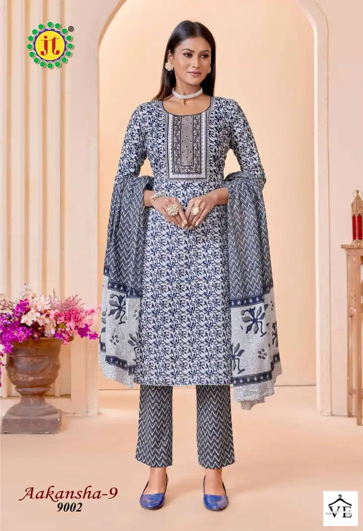 Jt Aakansha Vol 9 Lawn Cotton Wholesale Salwar Suit Catalog — Wholesale Salwar Suits, MPA wholesale from Surat - Gallery Image 7