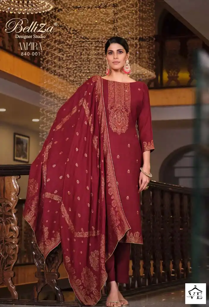 Belliza Designer Aamira Pashmina Wholesale Designer Swarovski Work Winter Wear Salwar Suit Catalog — Wholesale Salwar Suits, Belliza Designer wholesale from Surat - Gallery Image 3
