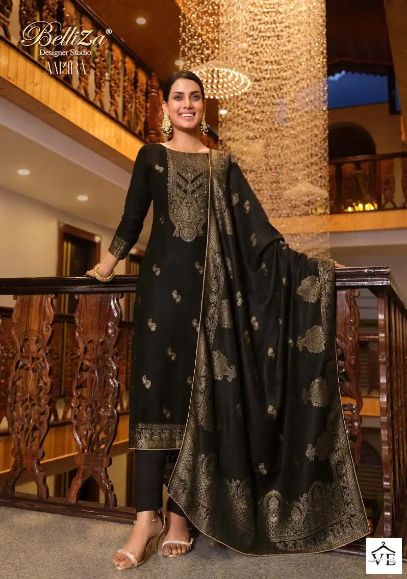 Belliza Designer Aamira Pashmina Wholesale Designer Swarovski Work Winter Wear Salwar Suit Catalog — Wholesale Salwar Suits, Belliza Designer wholesale from Surat - Gallery Image 4