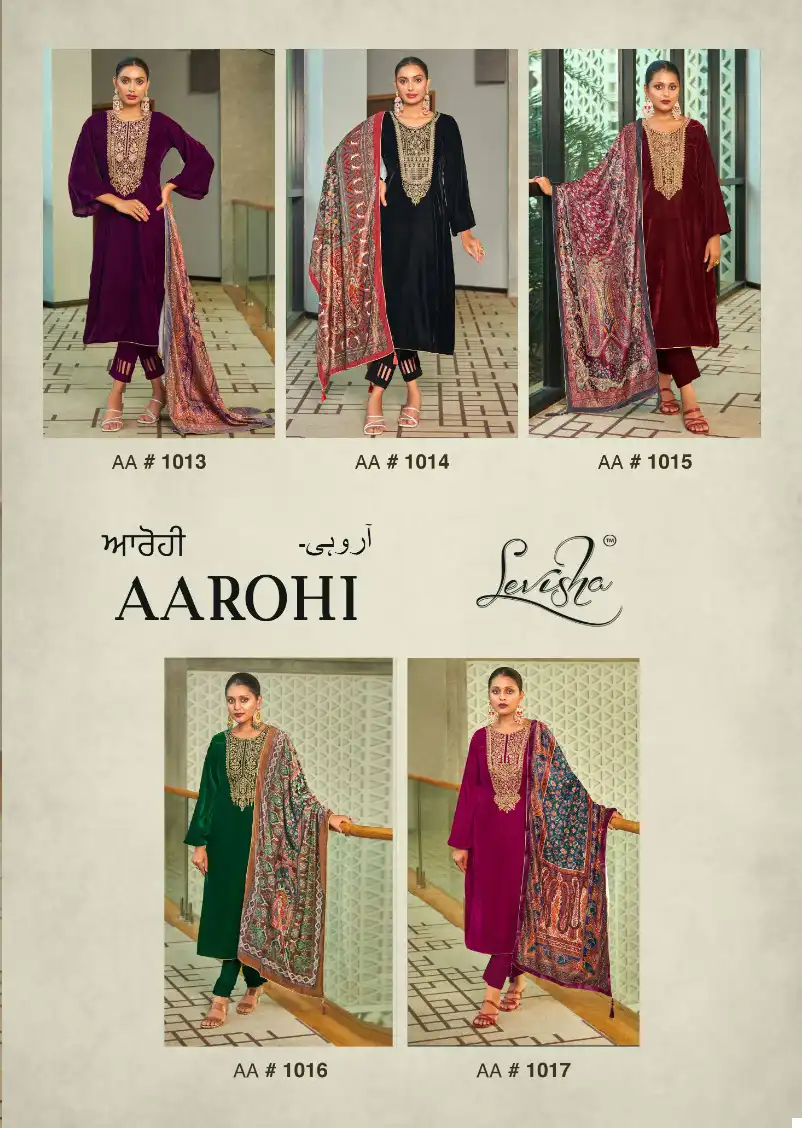 Levisha Aarohi Pure 9000 Velvet Wholesale Winter Wear Suits Catalog — Wholesale Salwar Suits, Levisha wholesale from Surat — view 6