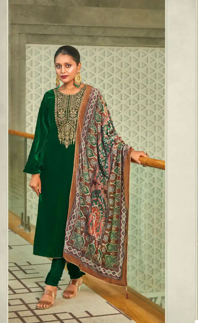 Levisha Aarohi Pure 9000 Velvet Wholesale Winter Wear Suits Catalog — Wholesale Salwar Suits, Levisha wholesale from Surat — view 4