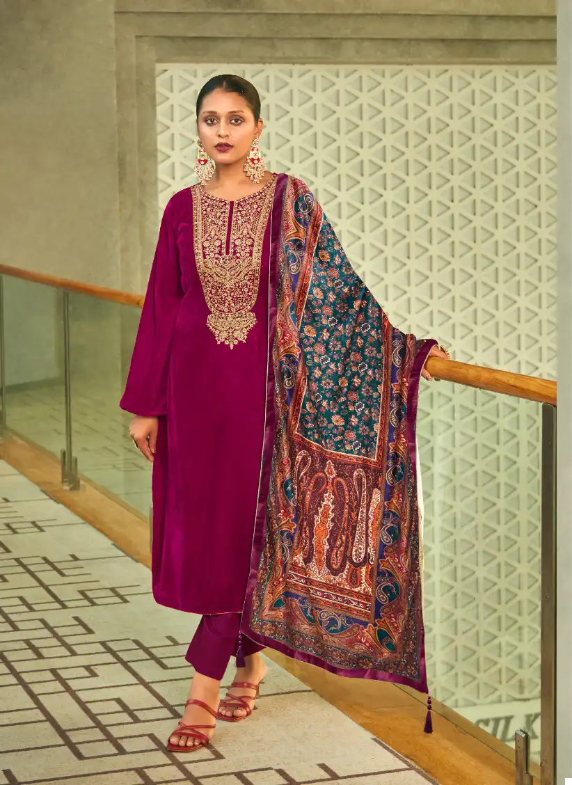 Levisha Aarohi Pure 9000 Velvet Wholesale Winter Wear Suits Catalog — Wholesale Salwar Suits, Levisha wholesale from Surat — view 5