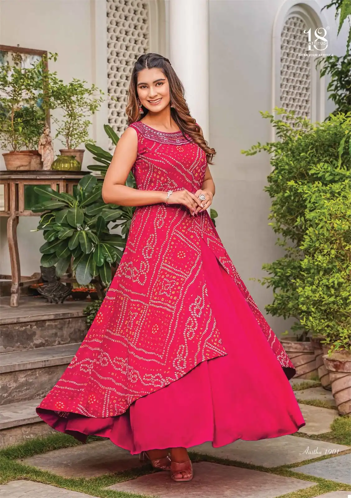 18 Attitude Aastha Vol 19 Premium Bemberg Viscose Georgette Wholesale One-Piece Kurtis — Wholesale Kurtis, MPA wholesale from Surat - Gallery Image 5