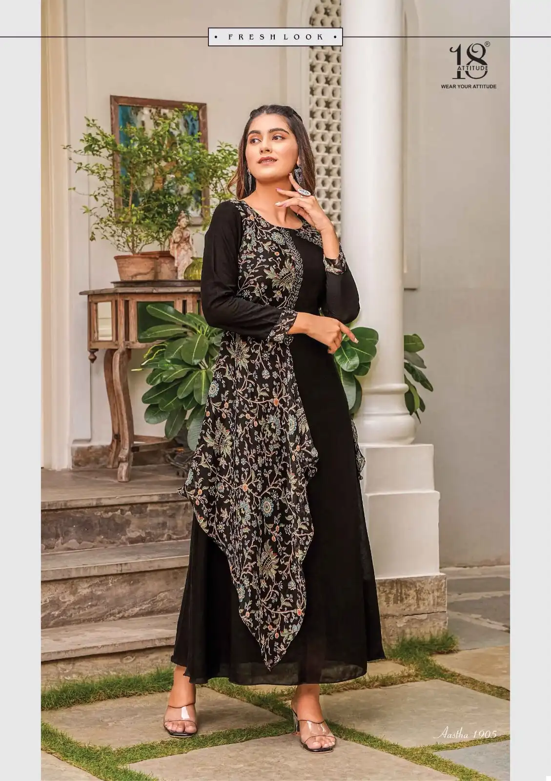 18 Attitude Aastha Vol 19 Premium Bemberg Viscose Georgette Wholesale One-Piece Kurtis — Wholesale Kurtis, MPA wholesale from Surat - Gallery Image 7