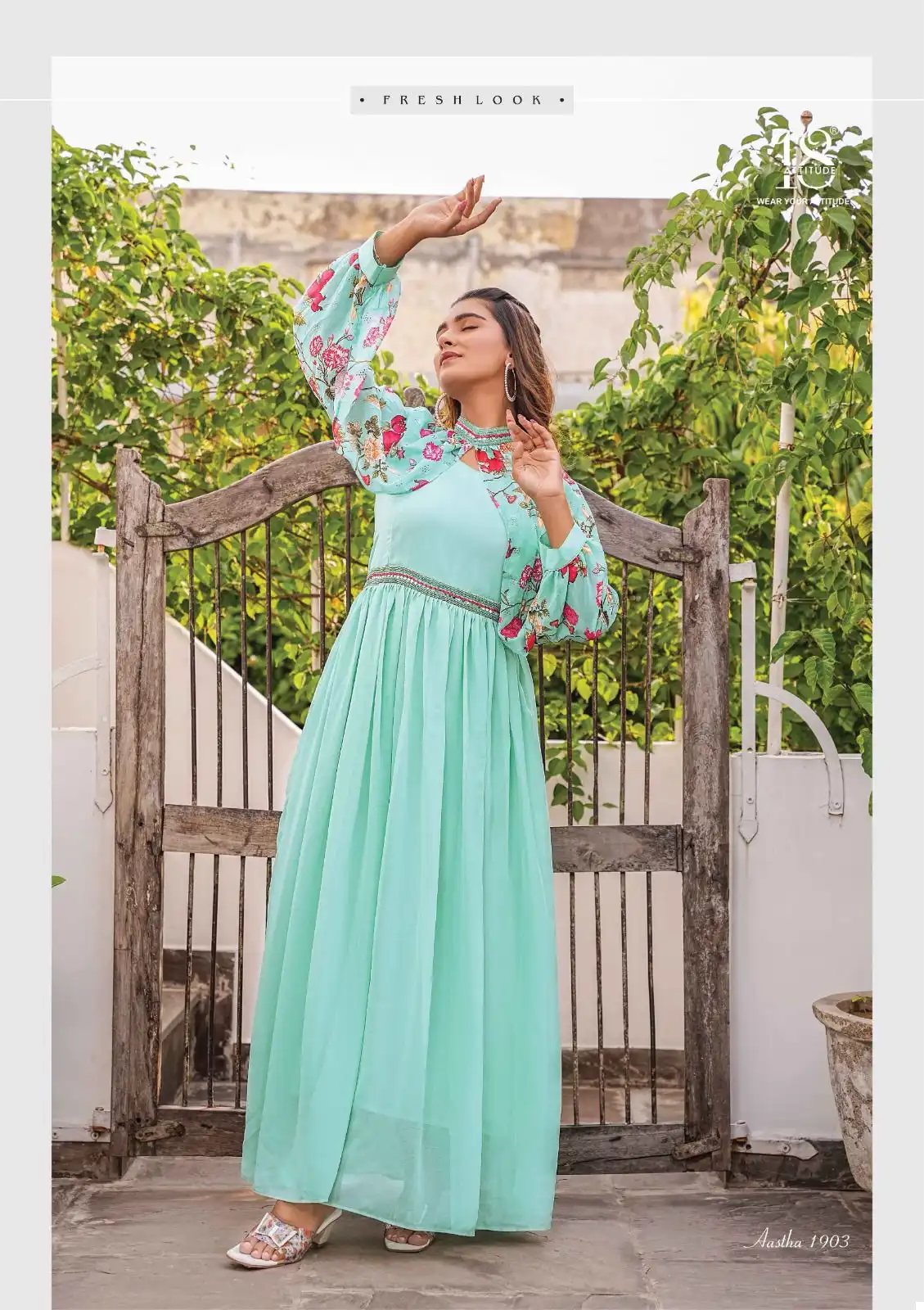 18 Attitude Aastha Vol 19 Premium Bemberg Viscose Georgette Wholesale One-Piece Kurtis — Wholesale Kurtis, MPA wholesale from Surat - Gallery Image 2