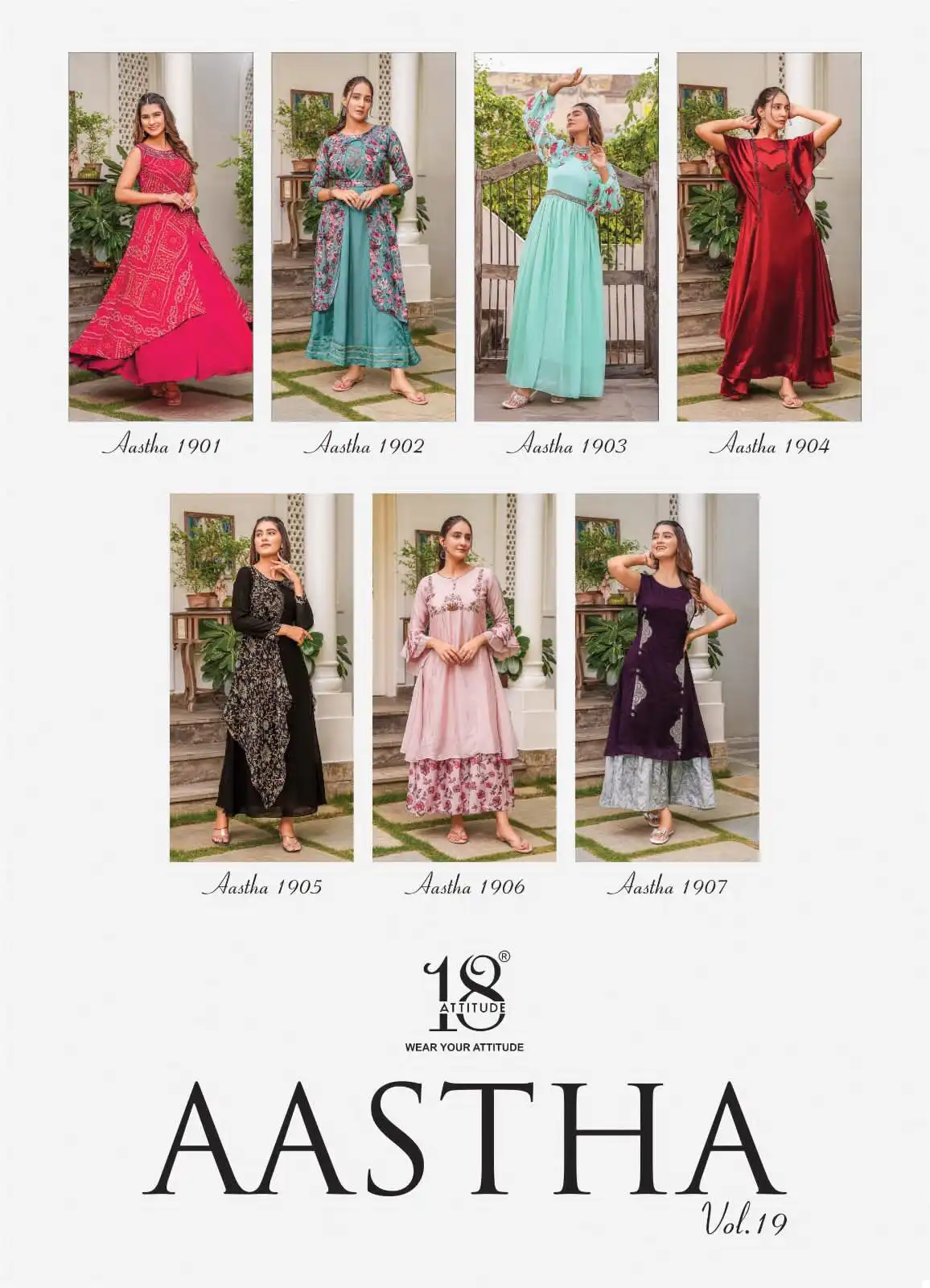 18 Attitude Aastha Vol 19 Premium Bemberg Viscose Georgette Wholesale One-Piece Kurtis — Wholesale Kurtis, MPA wholesale from Surat — view 8