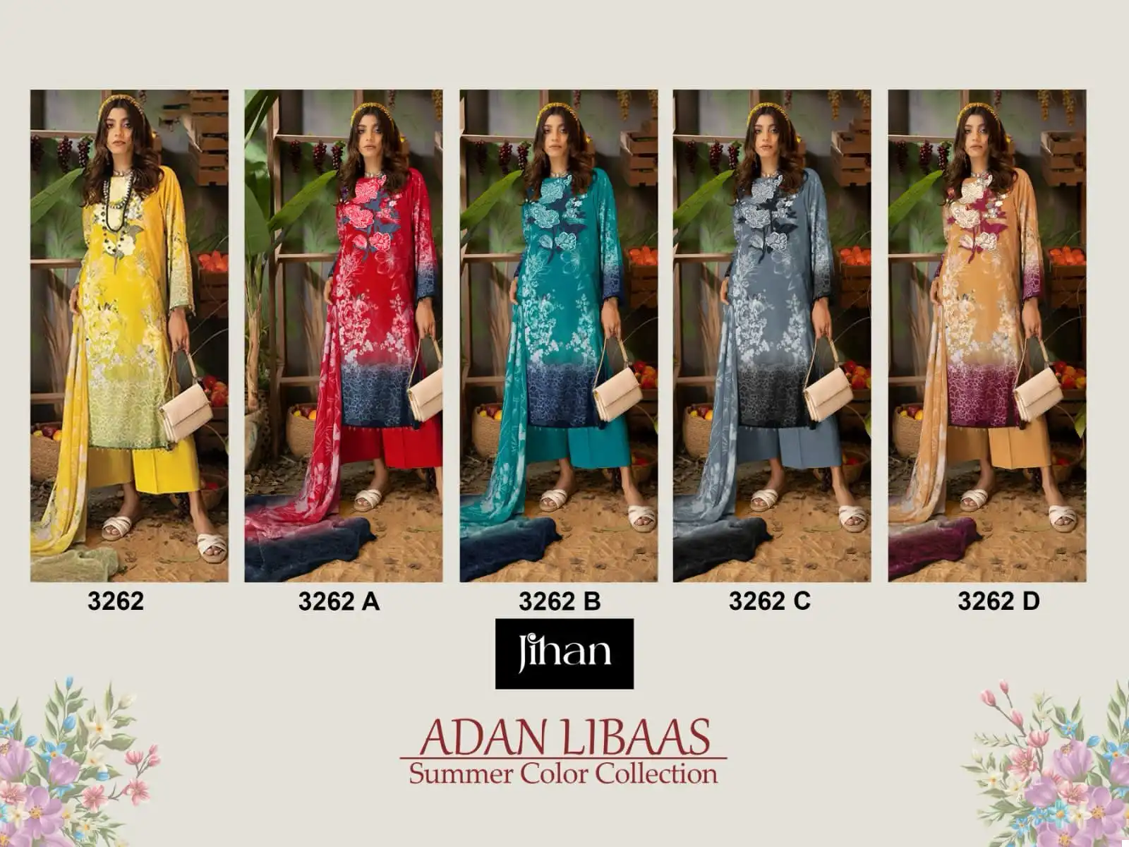 Jihan Adan Libaas Summer Color Collection Pure Cotton Wholesale Pakistani Salwar Suit Catalog — Wholesale Salwar Suits, MPA wholesale from Surat — view 11