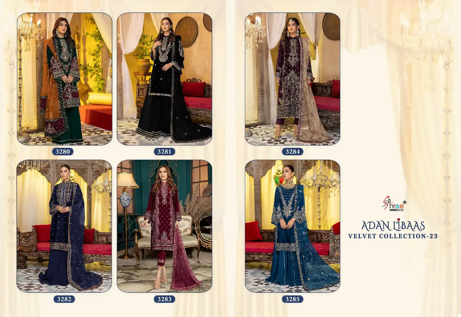 Shree Fabs Adan Libaas Velvet Collection 23 Velvet Wholesale Embroidered Winter Wear Pakistani Salwar Suit Catalog — Wholesale Salwar Suits, Shree Fabs wholesale from Surat — view 7
