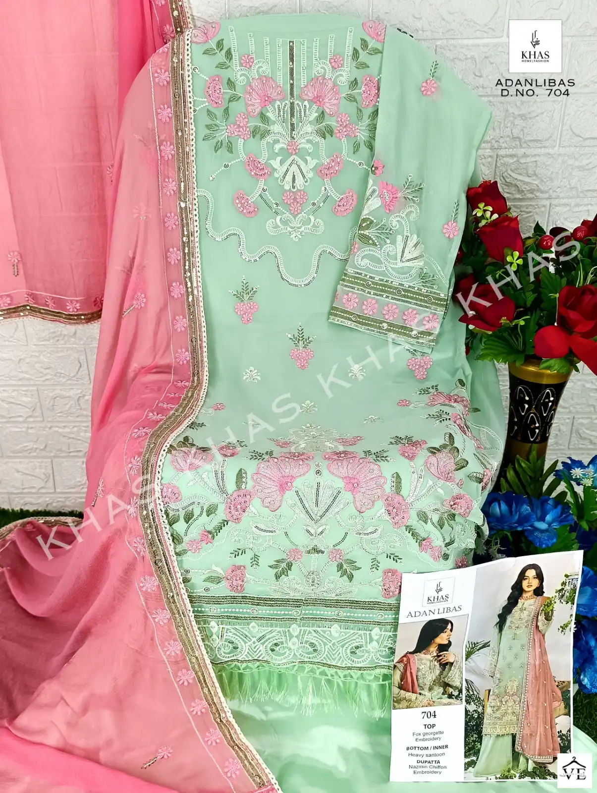 Khas Fashion Adan Libas Georgette Wholesale Designer Pakistani Salwar Suit — Wholesale Salwar Suits, Khas wholesale from Surat - Gallery Image 2