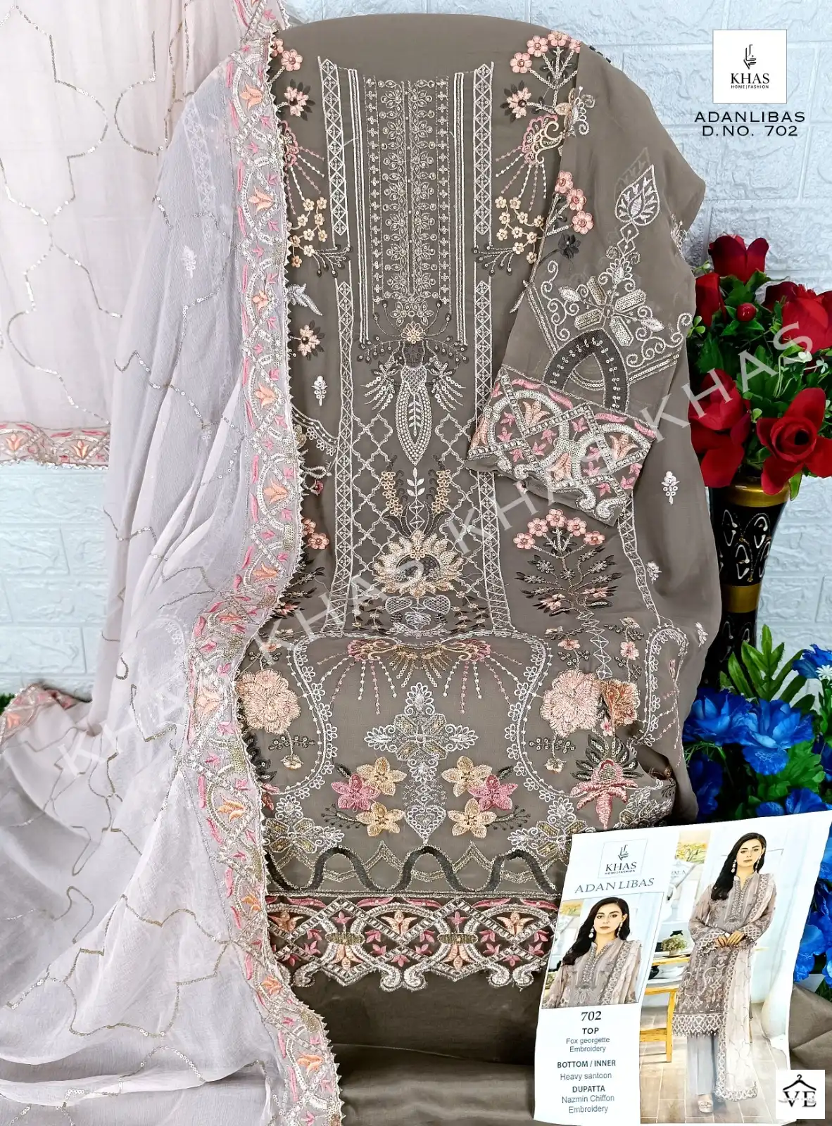 Khas Fashion Adan Libas Georgette Wholesale Designer Pakistani Salwar Suit — Wholesale Salwar Suits, Khas wholesale from Surat - Gallery Image 4