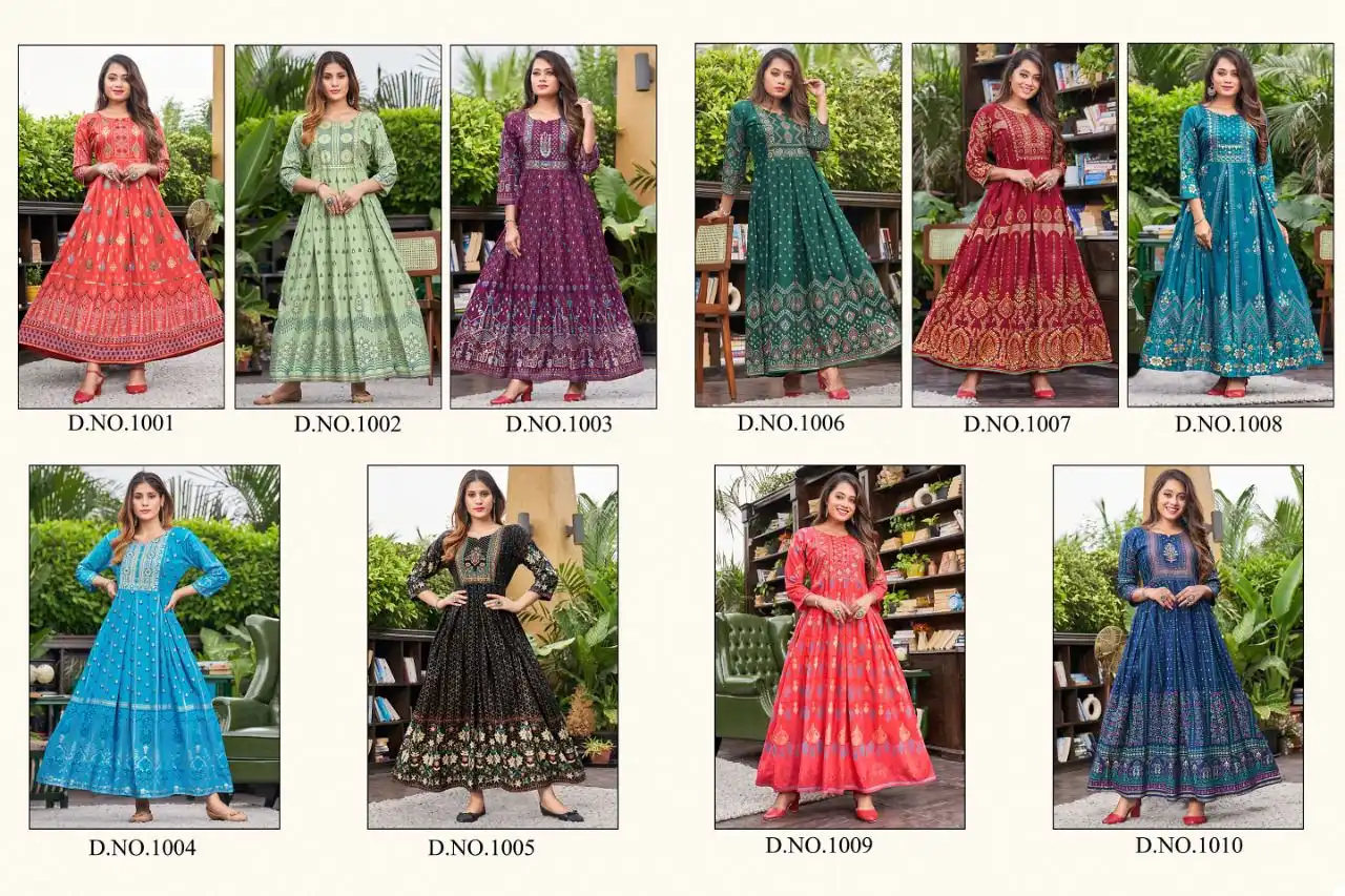 Rangjyot Akansha Vol-1 14 Kg Rayon Wholesale Anarkali Gown Catalog — Wholesale Kurtis, MPA wholesale from Surat — view 11