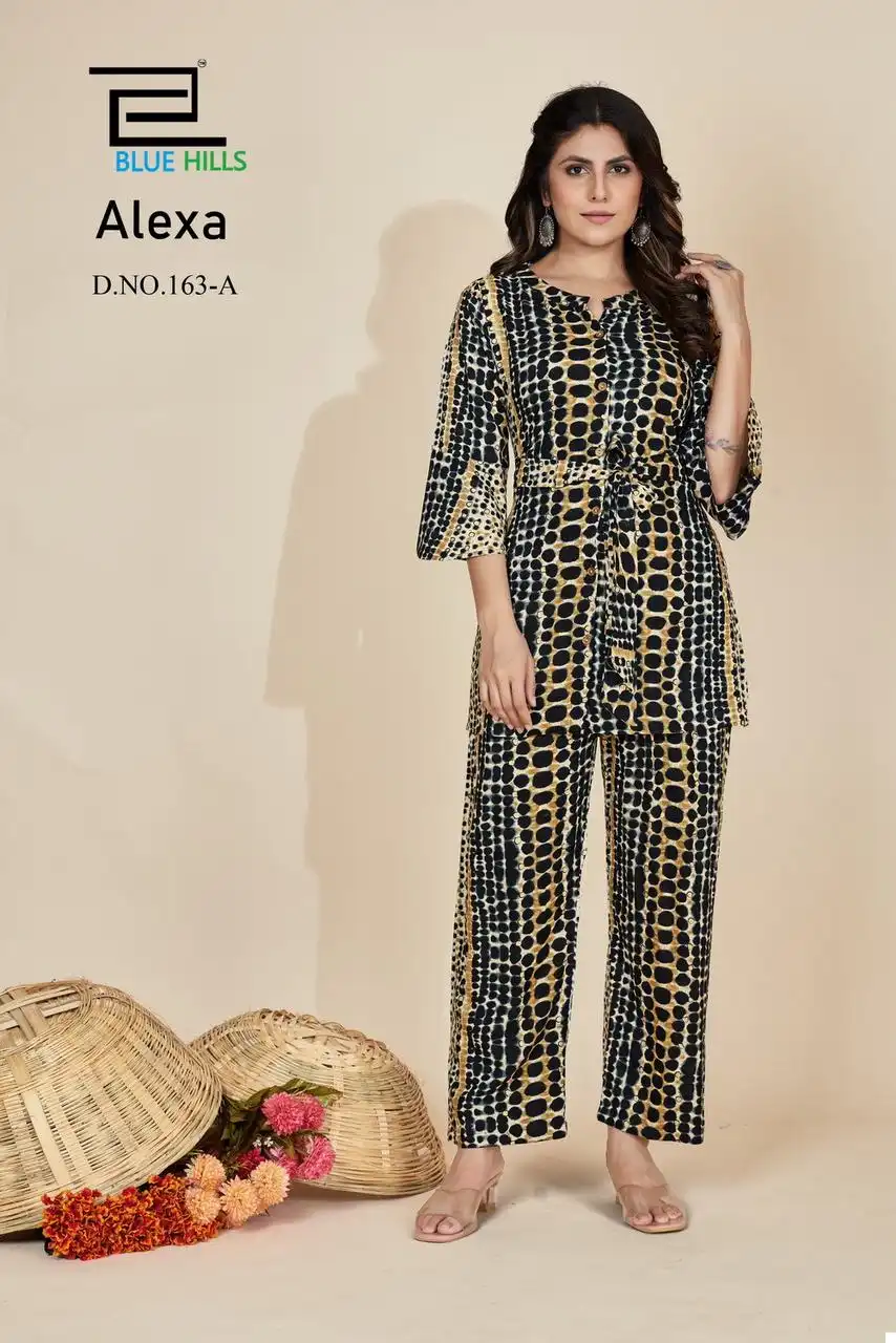 Blue Hills Alexa Rayon Wholesale Fancy Causal Wear Cord Sets Catalog — Wholesale Kurtis, Blue Hills wholesale from Surat - Gallery Image 2