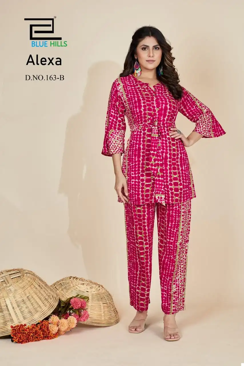 Blue Hills Alexa Rayon Wholesale Fancy Causal Wear Cord Sets Catalog — Wholesale Kurtis, Blue Hills wholesale from Surat - Gallery Image 3