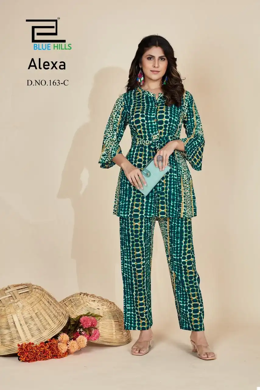 Blue Hills Alexa Rayon Wholesale Fancy Causal Wear Cord Sets Catalog — Wholesale Kurtis, Blue Hills wholesale from Surat - Gallery Image 4